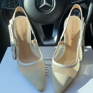 J’Adior White Mesh Slingback